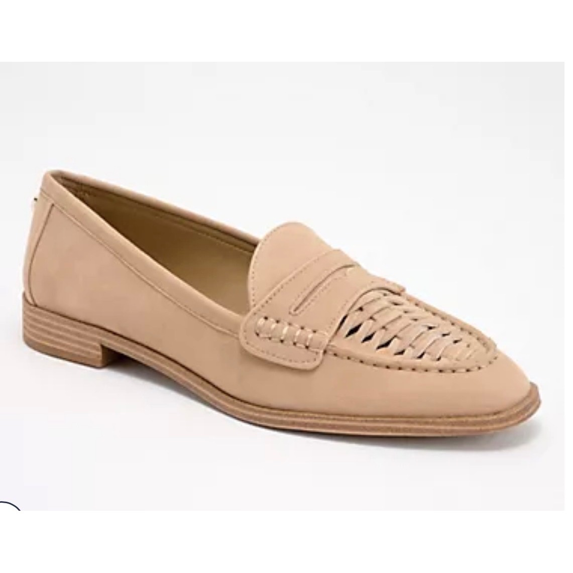 Vince Camuto Caylas Beige Suede Penny Loafers Woven Preppy Size 9 Nwob